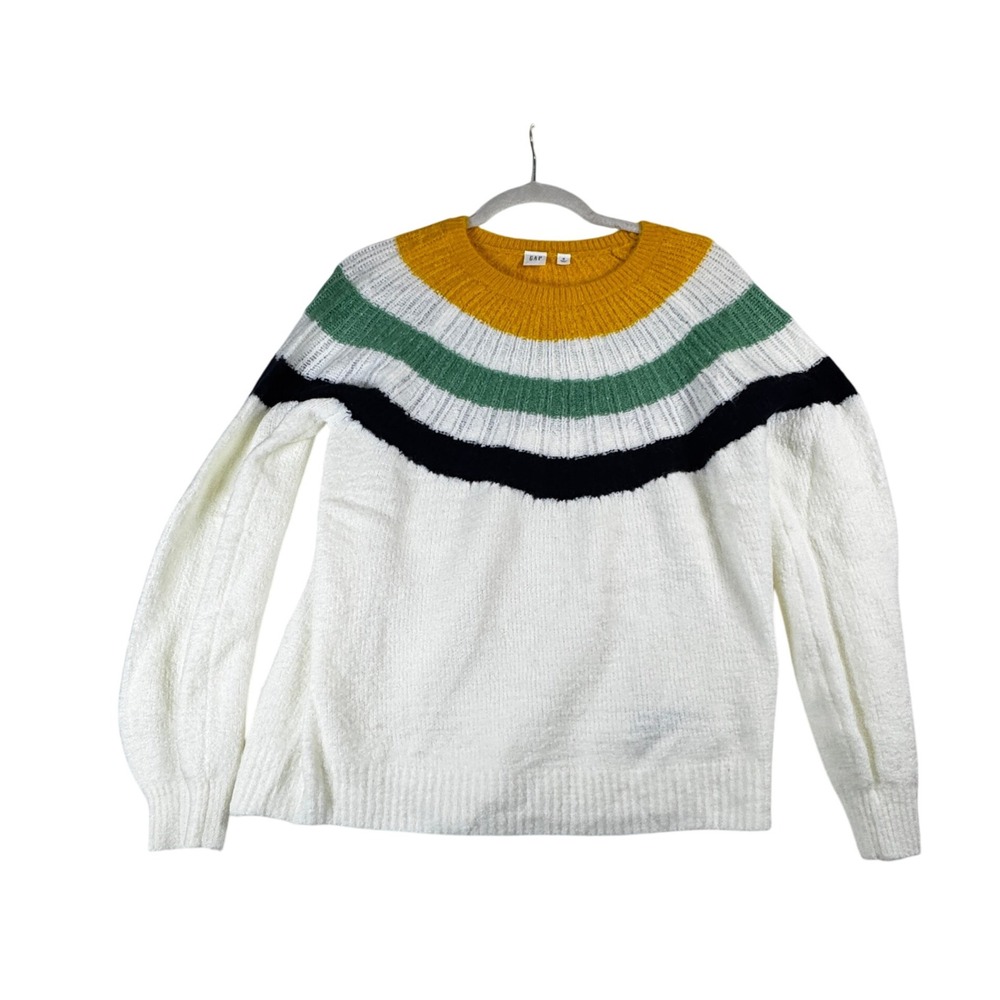 GAP Sweater Womens Medium Striped Crew‎ Neck Pullover Knit Colorful Casual NWT